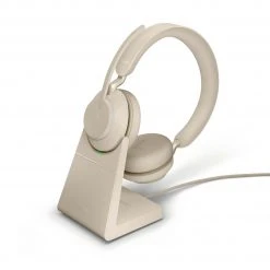 Jabra Headset Evolve2 65 Duo UC Beige, USB-A, Inkl. Ladestation - Telefon Headsets
